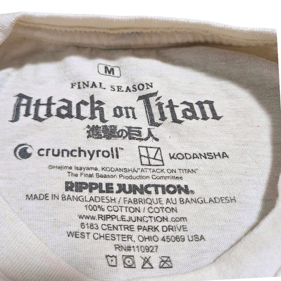 Attack on Titan Final Season Levi Tee Size M Ripple Junction Crunchyroll Anime - Picture 3 of 7
